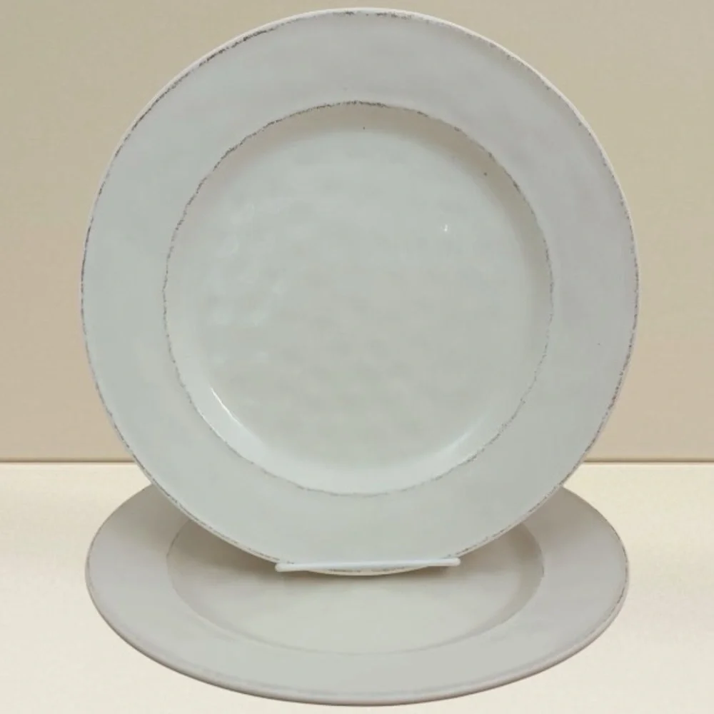 Pier 1 Martillo 11” Plates Dinner Set Replacements White Cream Brown Stoneware